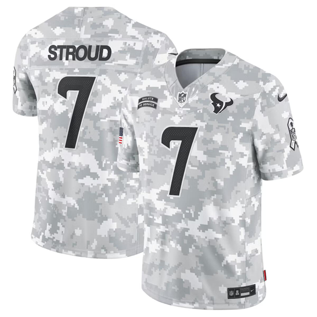 Youth Houston Texans #7 C.J. Stroud 2024 F.U.S.E Arctic Camo Salute to Service Limited Stitched Football Jersey